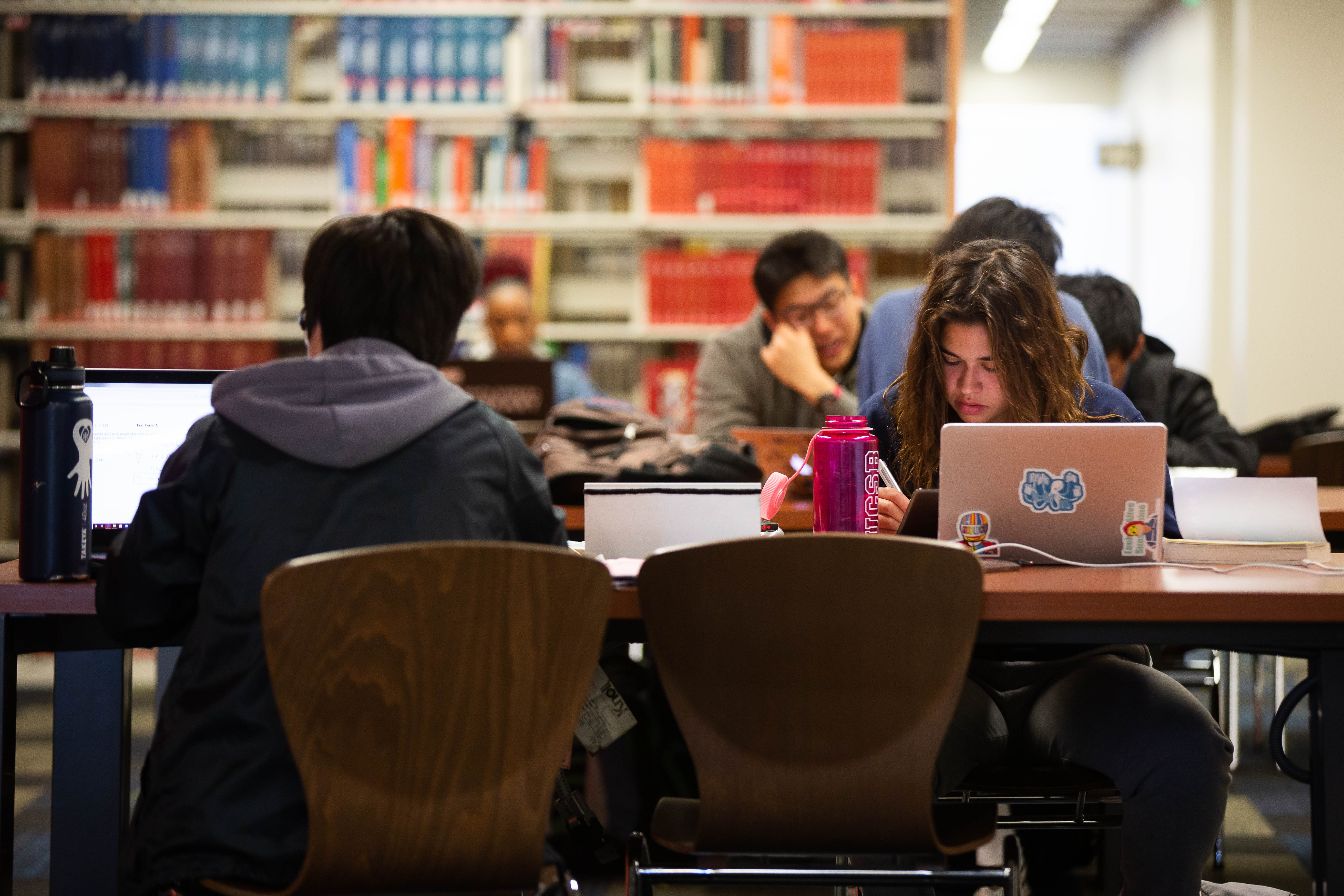 Students studying at the library